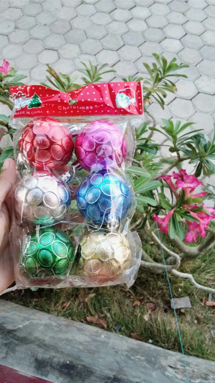 Bola Natal 6cm 6 Buah 1 Paket Hiasan Pohon Natal Dekorasi Natal