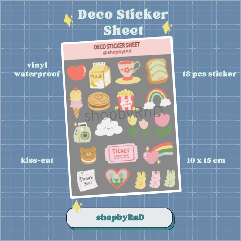 

Deco Sticker Sheet Aesthetic Kiss Cut for journalling
