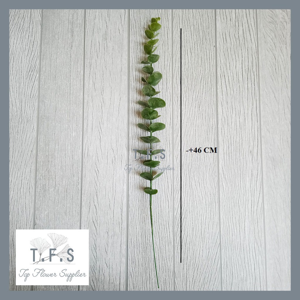 Artificial Flower Bunga Flocking Eucalyptus Stem Green Tanaman Palsu Bunga Plastik Decor Rumah-2