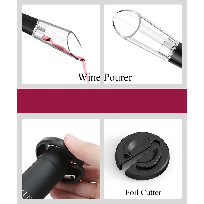 [1KG 3PCS] LBS KLT Corkscrew Electric Wine Bottle Opener / Alat Pembuka Tutup Botol Wine Full Set