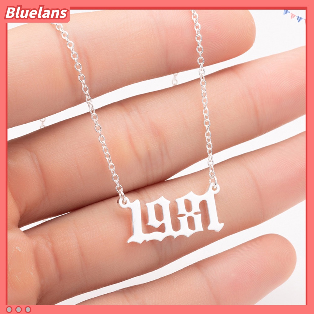 Bluelans 1980-1999 Birth Year Number Charm Pendant Stainless Steel Chain Necklace Jewelry