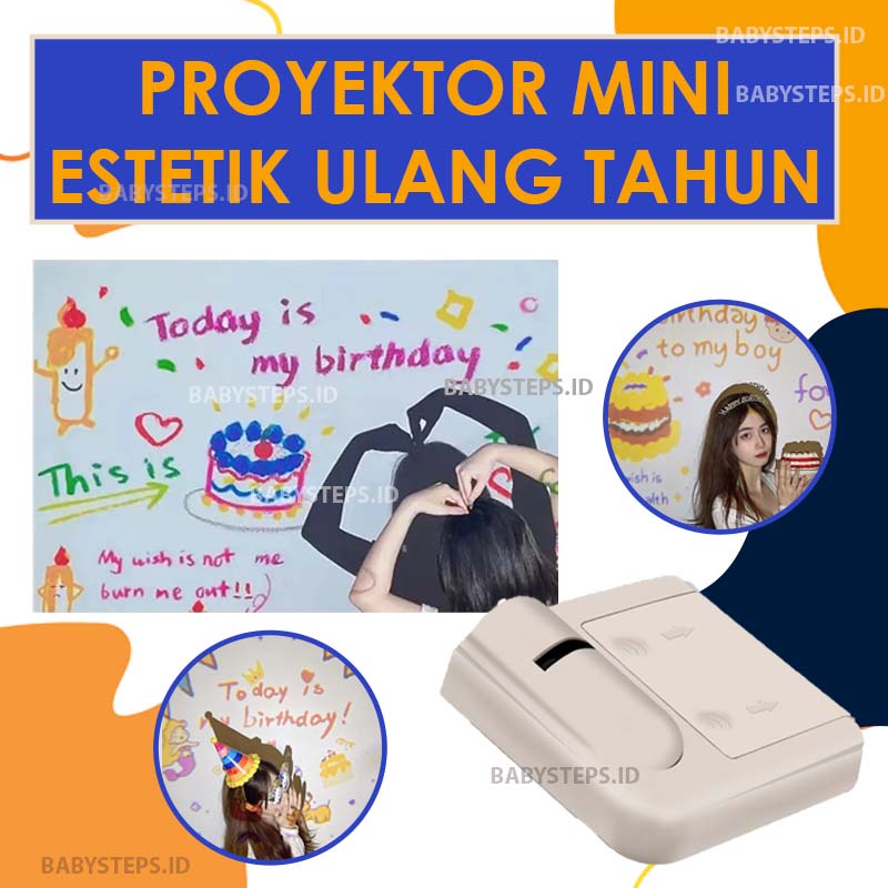 Foto Proyektor Mini Portable Ulang Tahun Birthday Mini Party Murah Estetik Surprise Kue Tart Dekoras