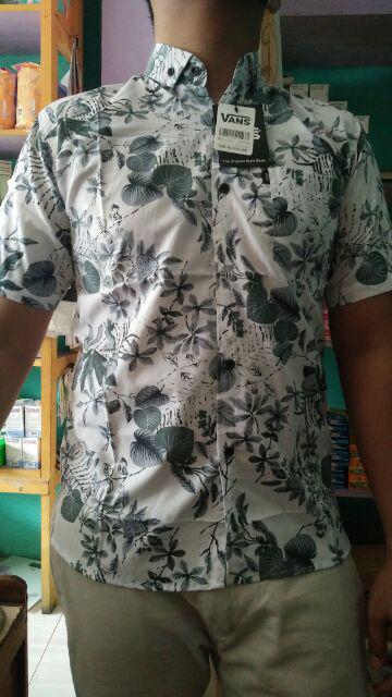 Supplier Kemeja Pria Cowok Casual Lengan Pendek Motif Biru Tua Corak Batik Shell Keren Dan Gaya