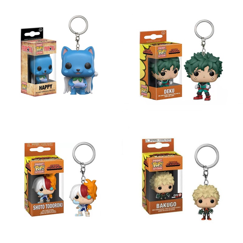 Funko POP Gantungan Kunci Action Figure Anime Fairy Tail Magister Happy My Hero Academia Bahan PVC Untuk Hadiah