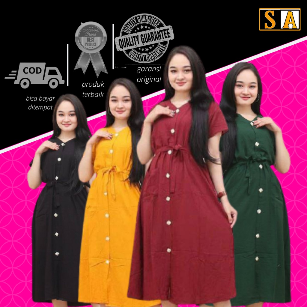 DRESS WANITA CASUAL PESTA LENGAN PENDEK BAJU DRESS WANITA ATASAN WANITA SHRIT DRESS MOSCREPE QW09