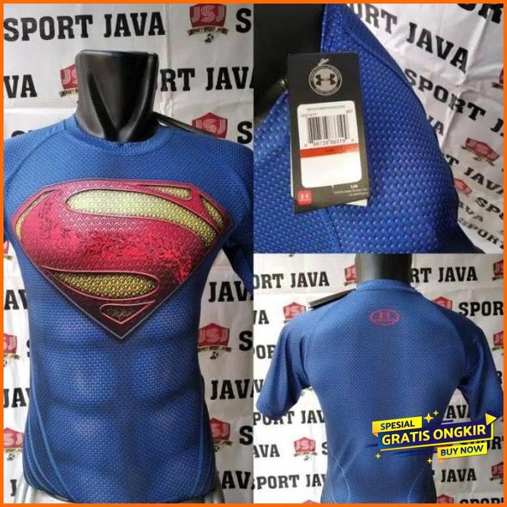 best seller - kaos manswt baselayer gym superman justice gym fitnes