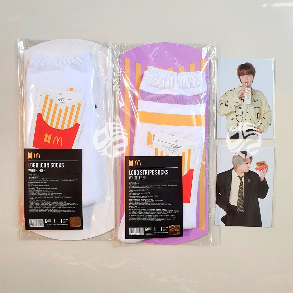 [Ready] BTS x McDonalds McD Merch Socks Kaos Kaki + Photocard Jin &amp; Jungkook Official