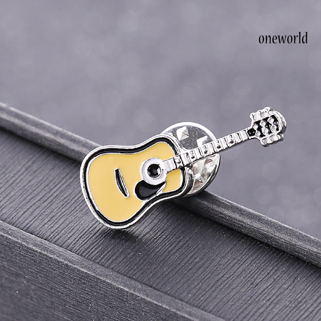 OW@ Enamel Pin Guitar Shape Fashion Unisex Guitar Enamel Brooch Pin for Party