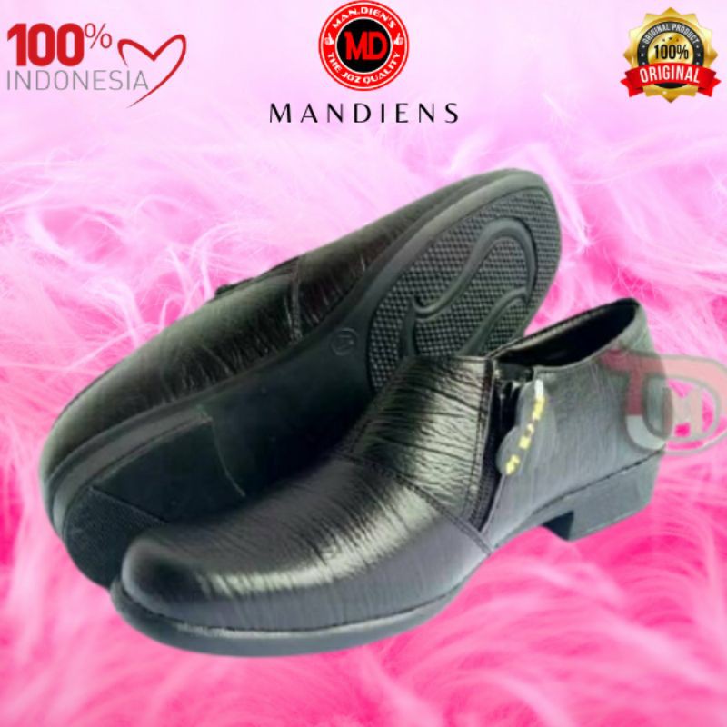 MANDIENS Sepatu Wanita Halfboot Pdh Polwan Bahan Asli Kulit Sapi Berkualitas Branded Premium HLB112 HLB113