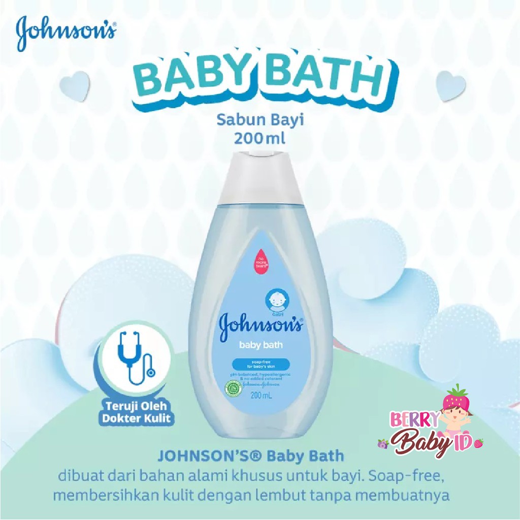 Johnson's Baby Bath Blue Sabun Cair Bayi Johnsons Soap Free 200 ml Berry Mart