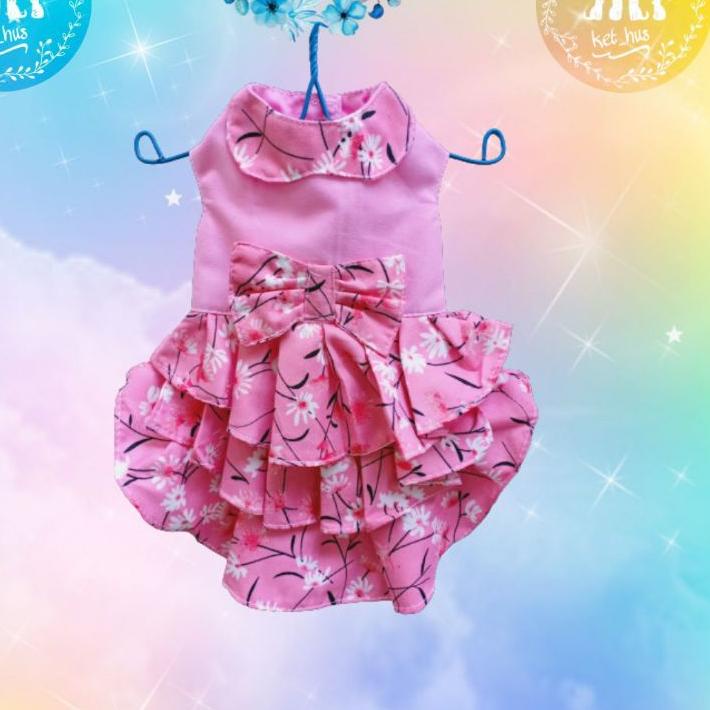 Terbaruϟday Baju Kucing Dan Anjing Betina Kecil Dress Mini Pom Angora Persia Motif Bunga | Flash | COD | TERBARU | TERMURAH