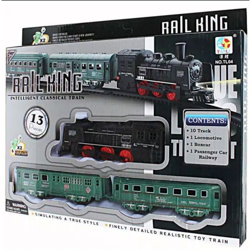 Mainan anak kereta api rail king 13 pcs