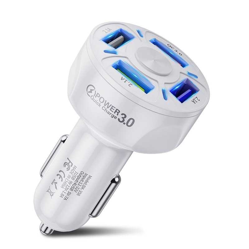 Car Charger Mobil USB 4 Port QC3.0 35W 7A / Car Charger Carger Mobil Alya Fast Charging / Kepala Colokan Charger Mobil Fast Charger / Adapter Adaptor Cas Casan Charger Hp Mobil Fast Charging / Usb Mobil Charger / Cas Casan Charger Hp Mobil Avanza Brio