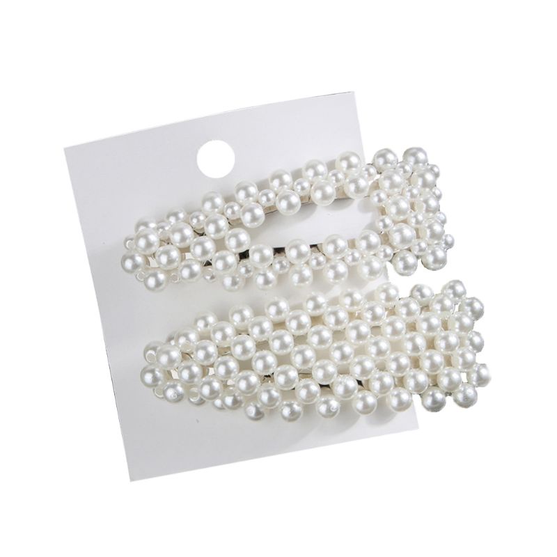 Siy 2pcs / Set Jepit Rambut Barrette Aksen Mutiara Imitasi Untuk Aksesoris Wanita