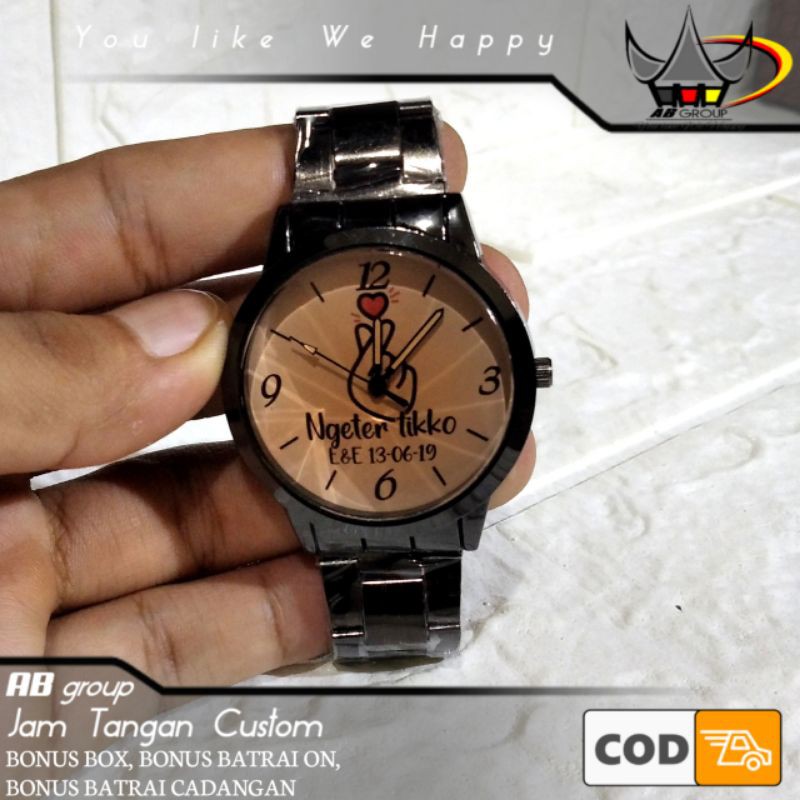 JAM TANGAN CUSTOM COUPLE BISA REQUEST DESAIN, BONUS BOX DAN BATRAI CADANGAN