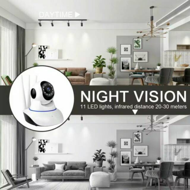 Ip Camera CCTV Wifi With 3 Antena Wireless P2P HD 720p Infrared Night Vision