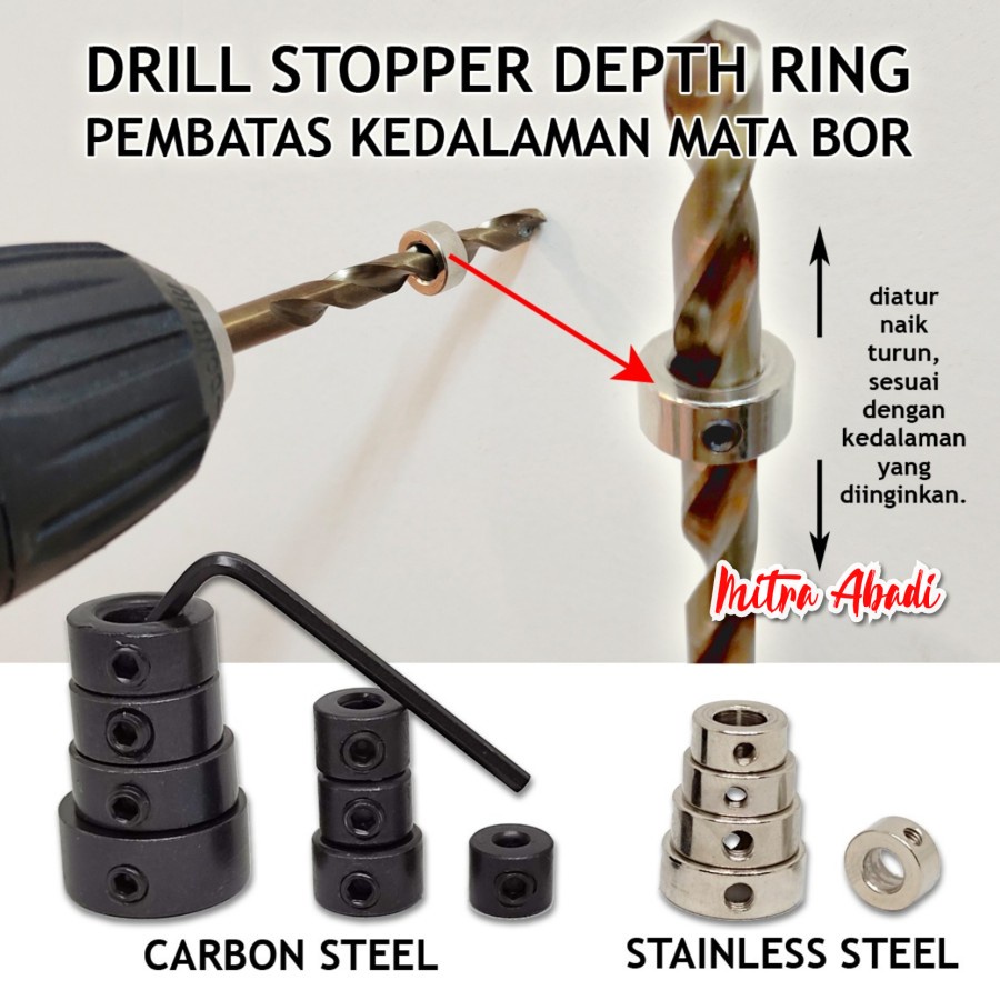 Jual Drill Stopper Depth Ring Alat Pembatas Kedalaman Mata Bor