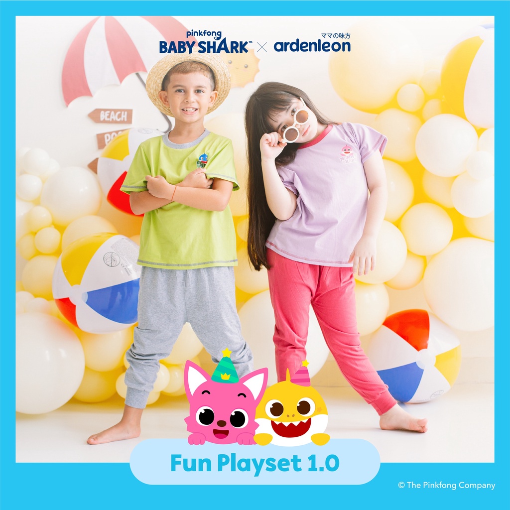 Baju Bayi Setelan Anak Lengan Pendek Celana Panjang Ardenleon Pinkfong Baby Shark Fun Playset 6 12 Bulan 1 - 4 Tahun