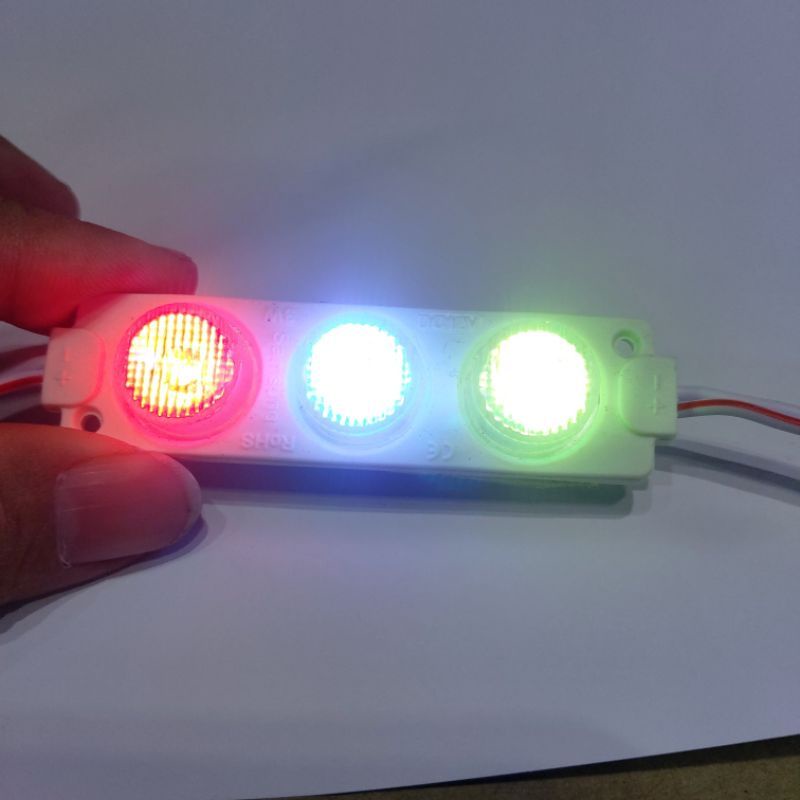 Lampu LED 3 Mata Jumbo RGB (Red Green Blue) 12V / 24V