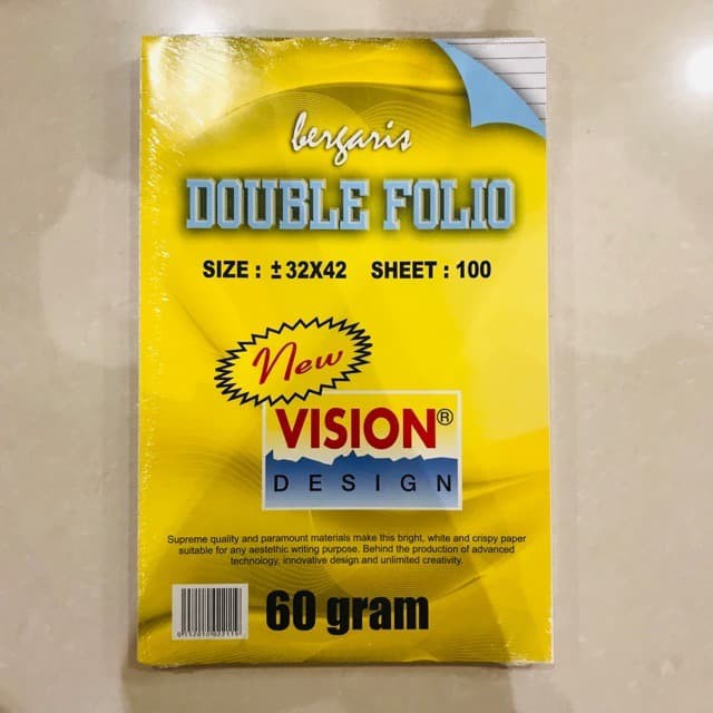 

Kertas Double Folio Bergaris VISION isi 100 Lbr