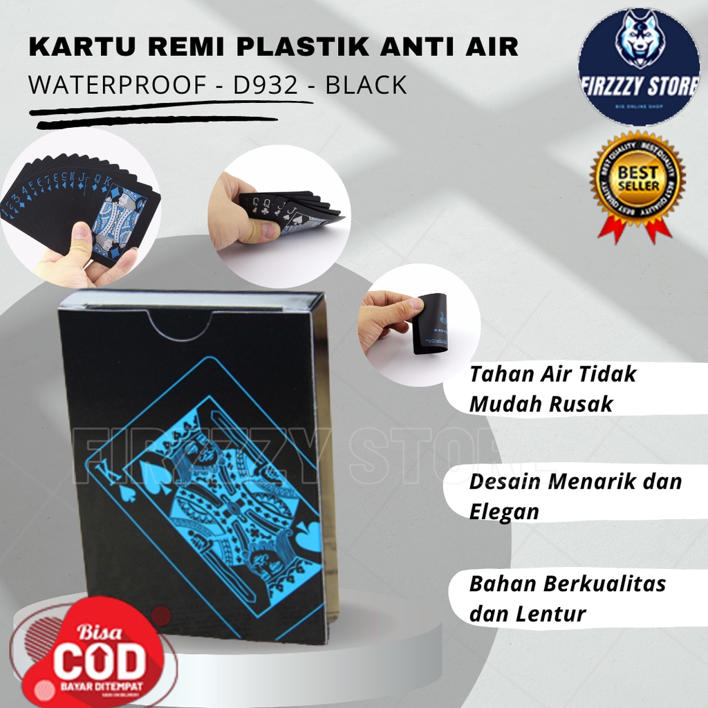 Kartu Remi Plastik Anti Air Waterproof - D932 - Black