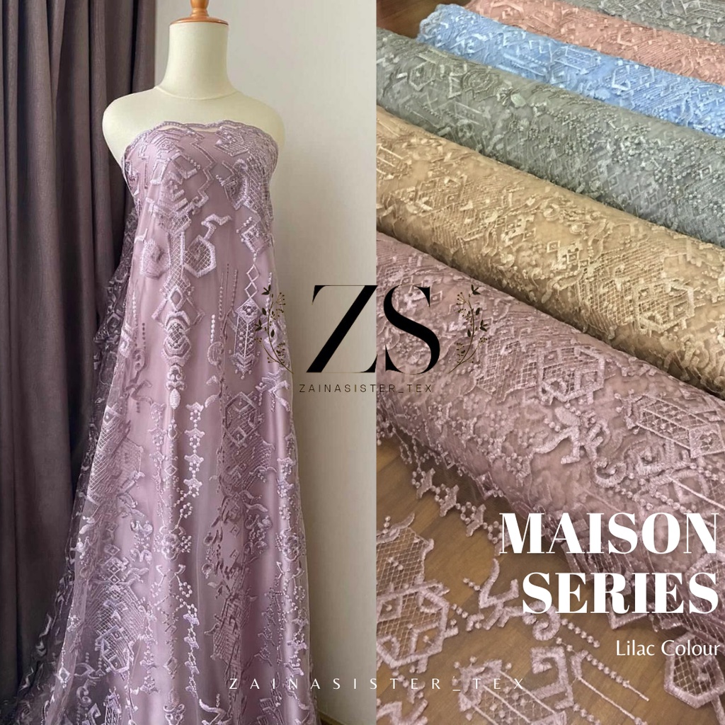 Bahan Kebaya Brukat Brokat Tile Tille Bordir Lilac Premium Exclusive Maison Series by Sapto