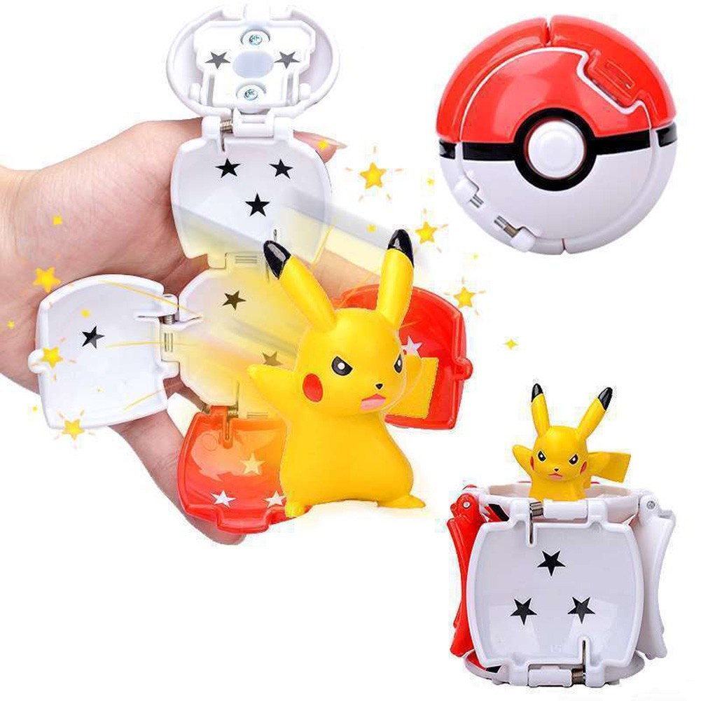 Pokemon Pikachu Boneka Peluncur Otomatis Pokemon Bola Anime Action Figure Pesona Tupai Terbang Permainan Pergi Mainan Anak Hadiah Ulang Tahun