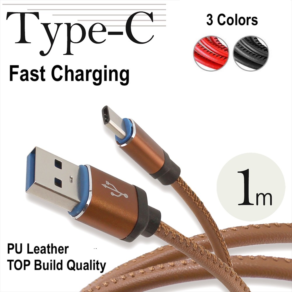 Durable PU Leather Kabel Data TYPE C Fast Charge Elegant Retro Design