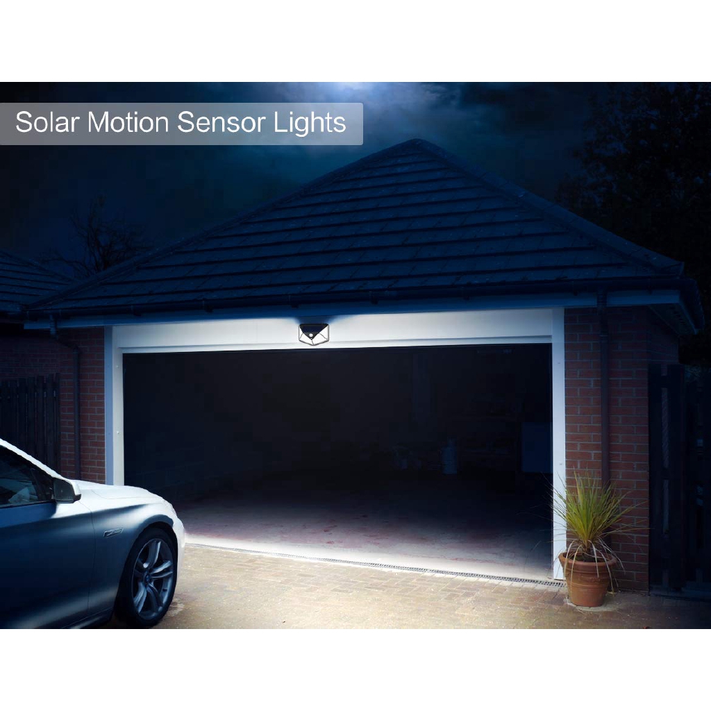 Lampu Dinding 100 LED Tenaga Surya Anti Air dengan Sensor Gerak PIR untuk Taman / Outdoor