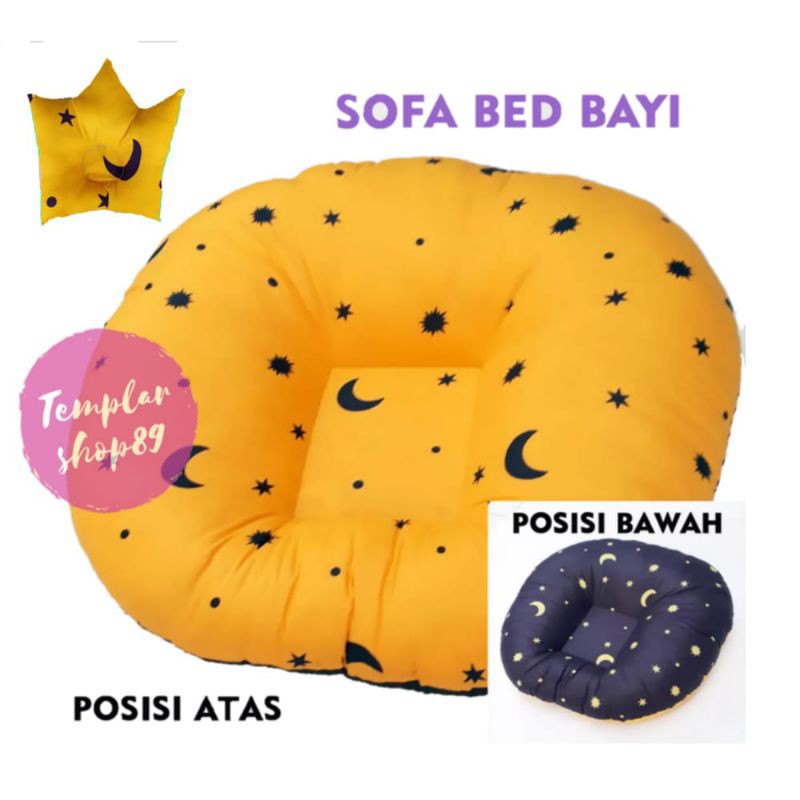 paket sofa bayi / tempat tidur bayi / baby launcer free tas dan bantal bb kuning