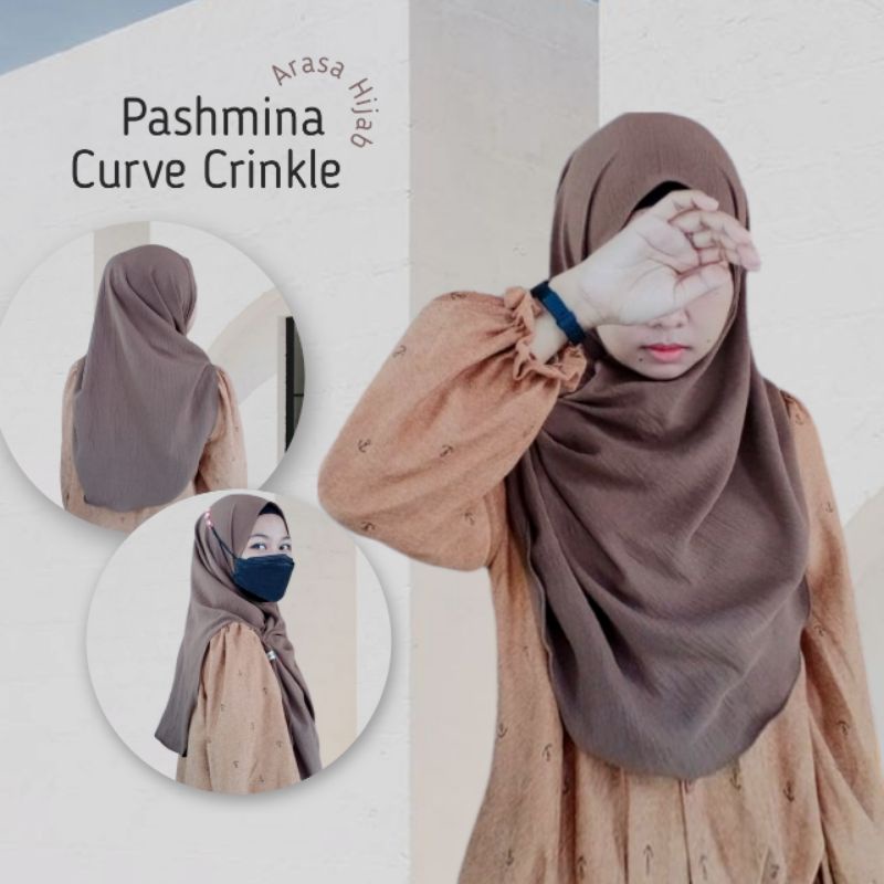 Pashmina Curve Crinkle Airflow by Arasa Hijab • Pashmina oval • Happy Shawl • Pashmina Malaysia