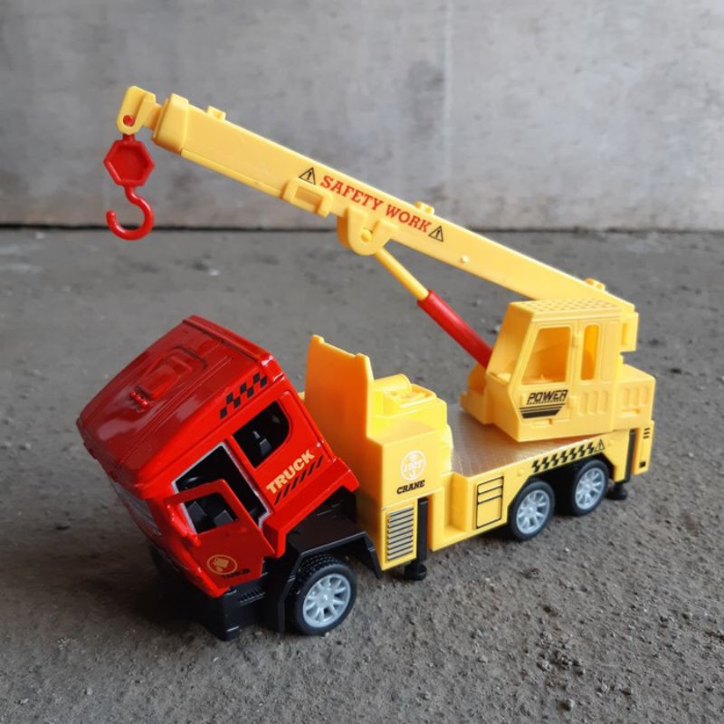 Diecast Truck Crane Alloy - Mainan Miniatur Mobil Truk Derek Towing