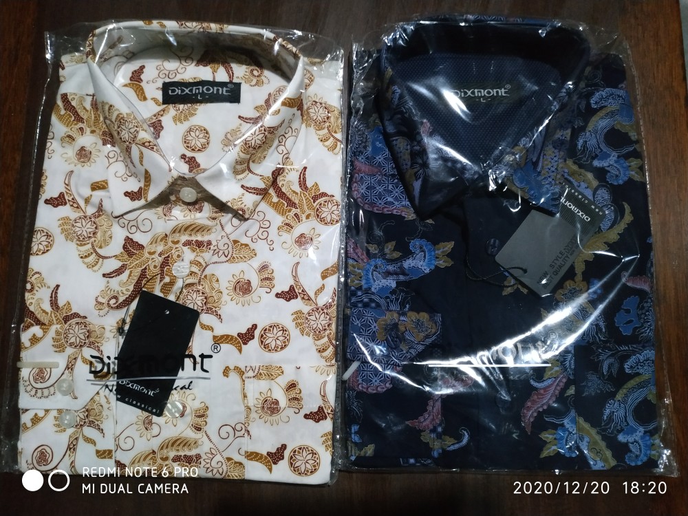 Kemeja Batik Pria Lengan Panjang Bl62 Katun Motif Modern Dixmont Semi Slimfit
