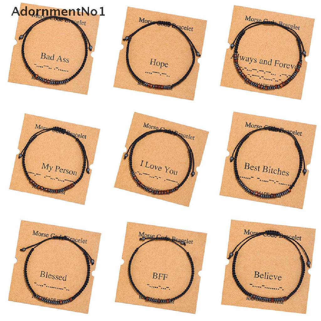 (AdornmentNo1) Gelang Tangan Adjustable Motif Kode Morse Untuk Perhiasan Wanita