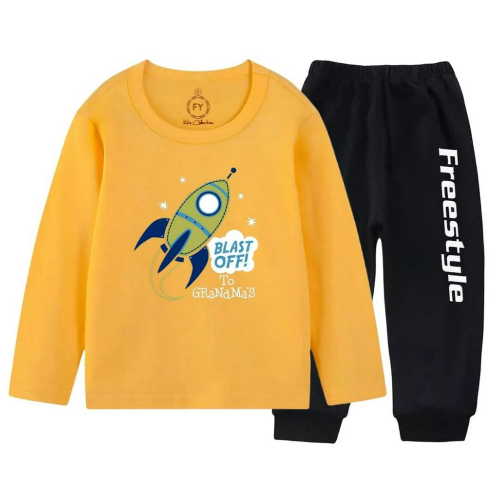 Rdkidzid SET Lengan Panjang Setelan Pjg Anak Laki Laki Motif Apolo Blast Off