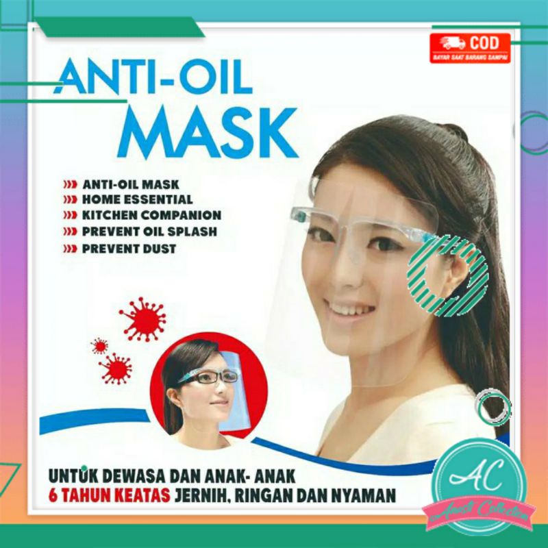 Faceshield kaca mata wajah bening mika pelindung APD anak dewasa medis transparan