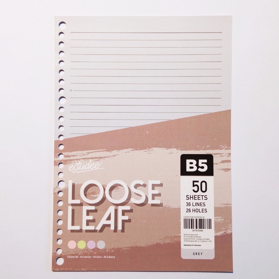 Gramedia Yogya - Estudee Loose Leaf Color B5 50 Lembar Grey / Kurnia Agung