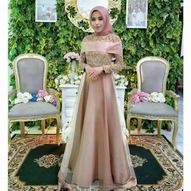 MAXI ASYANTI BAHAN VALVET COMBI BRUKAT MAXI DRESS MUSLIM MODEL TERBARU MASA KINI PAKAIAN WANITA