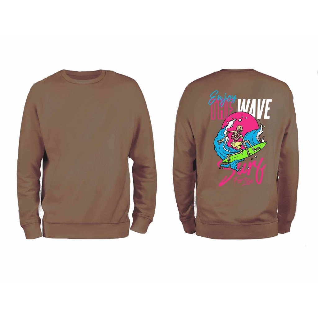 Sweater Crewneck Pria Wave Fleece Size M - XXL