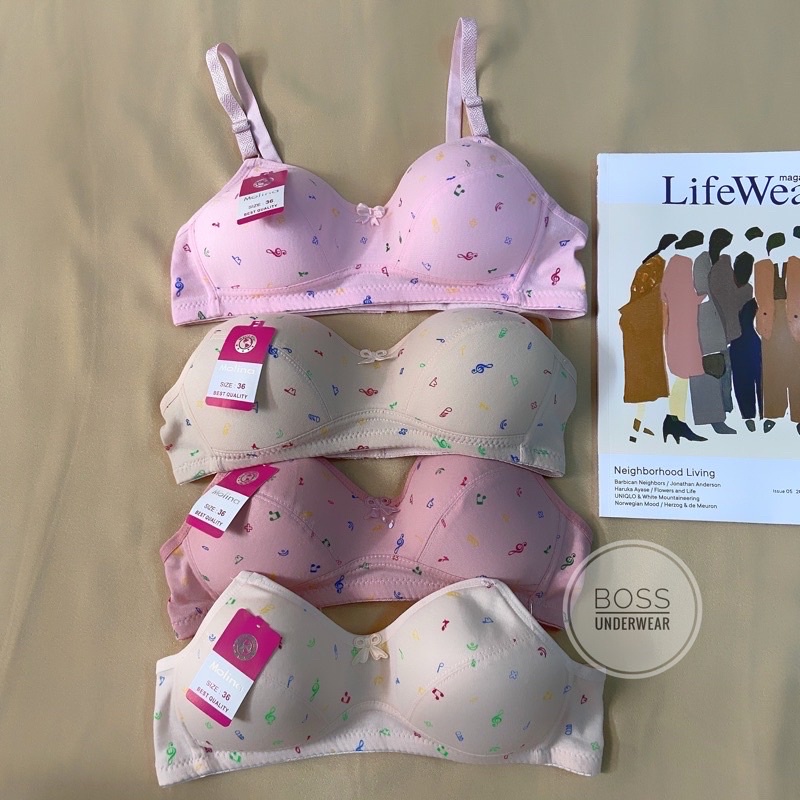 Sport bra Katun Tanpa Kawat Busa Tipis, BH Kekinian motif murah, BH Busa Tipis, BH Katun motif lucu 