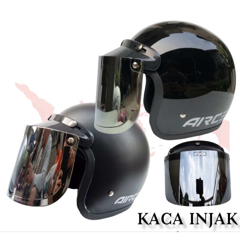 Helm indonesia Helm Bogo Dewasa Hitam Kaca Datar SIlver Helm Retro Untuk pria Dan Wanita Harga Termu