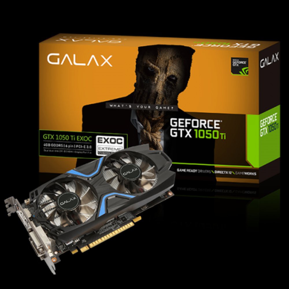 Galax Geforce GTX 1050 Ti EXOC - EXTREME OVERCLOCK - 4GB DDR5 - Dual fan Berkualitas