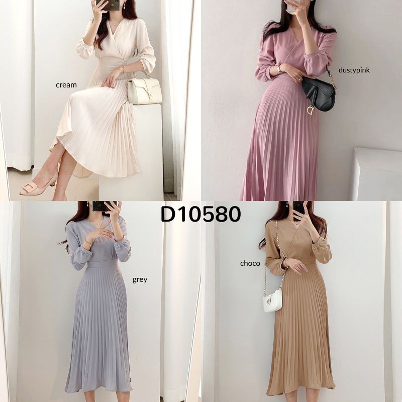 Baju dress daily casual pesta lebaran kondangan lamaran plisket prisket pleated maxi plain simply dr