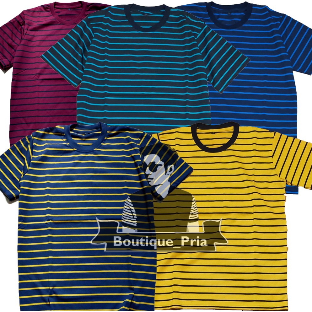 BAJU MOTIF GARIS STRIPE  POLOS  WARNA MERAH  MARUN KUNING 