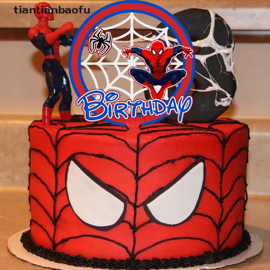 [tiantianbaofu] 1set Spider man Theme Cake Toppers for Birthday Party Cartoon Cake Deco Gifts Boutique