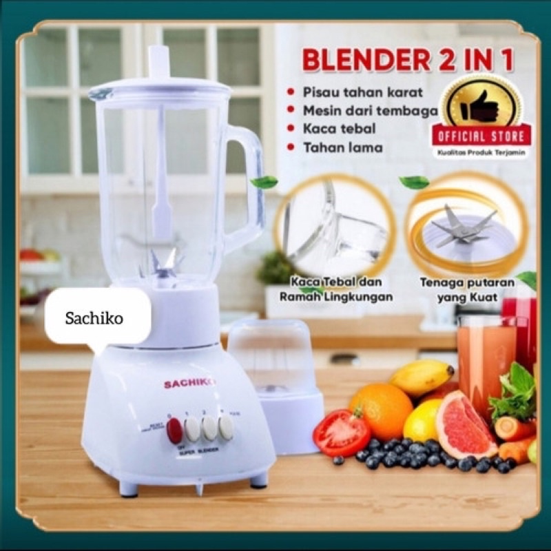 Blender Plastik Sachiko SCK 202 - Blender Plastik 2 in 1 (1,2 Liter)