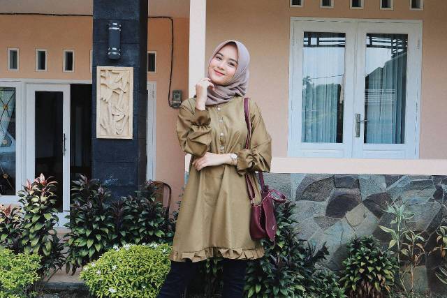 Atasan wanita tunik lengan panjang katun toyobo - Kayra