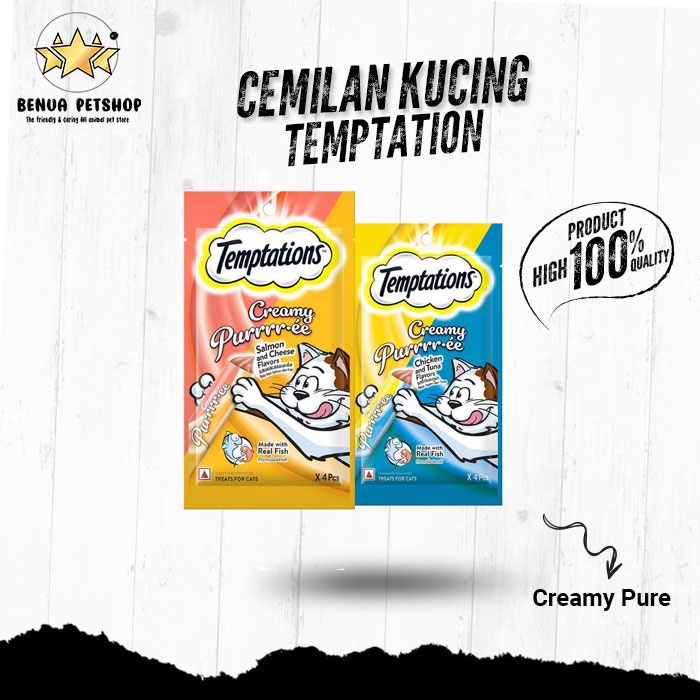 Cemilan kucing Temptation Semua Rasa 12gr x 4pcs Cemilan kucing sehat temptation 85gr Murah