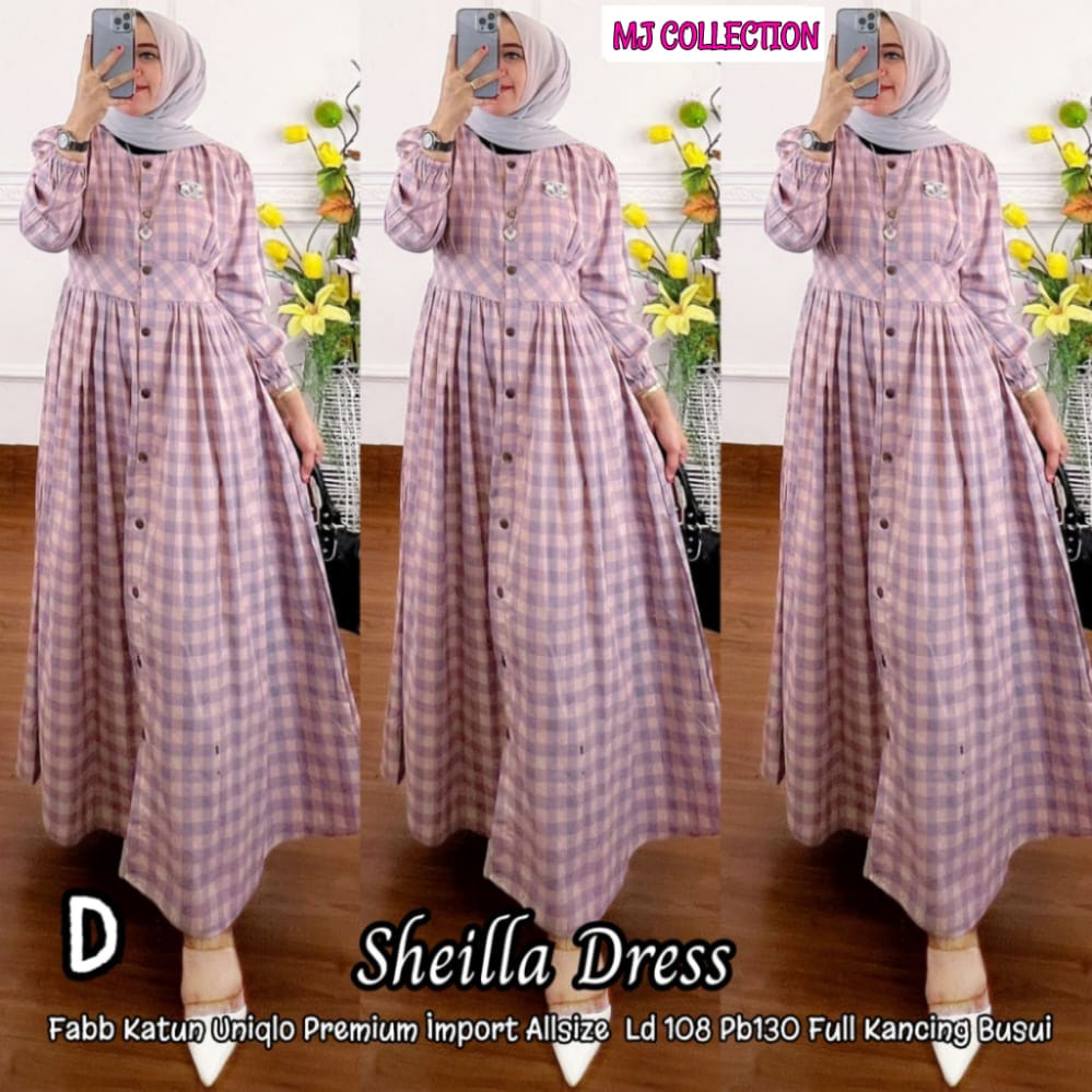 DRESS/GAMIS FULL KANCING BUSUI MOTIF SUPER CANTIK ~ BAHAN KATUN UNIQL0 IMPORT ~ SHEILLA DRESS ORI MJ