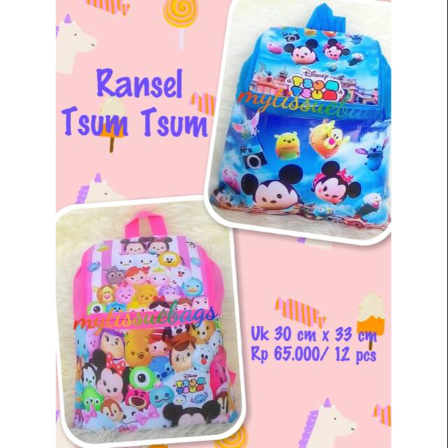 

12 Souvenir ulang tahun tas ransel tsum tsum